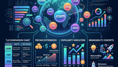 Domain Name Extensions - Choosing Between .com .io and .net - Featured Image